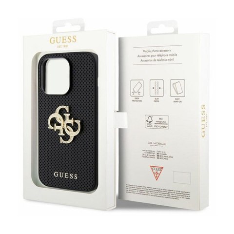 Guess Perforated 4G Glitter - Etui iPhone 15 Pro (czarny) Guess Perforated 4G Glitter - Etui iPhone 15 Pro (czarny)
