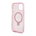 Guess Ring Stand Script Glitter MagSafe - Etui iPhone 15 Plus (różowy)