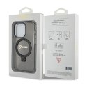 Guess Ring Stand Script Glitter MagSafe - Etui iPhone 15 Pro (czarny)