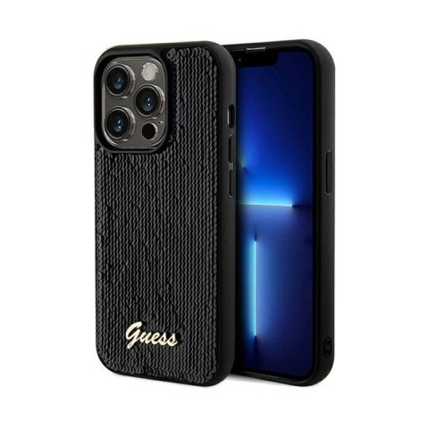 Guess Sequin Script Metal - Etui iPhone 14 Pro (czarny) Guess Sequin Script Metal - Etui iPhone 14 Pro (czarny)