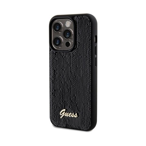 Guess Sequin Script Metal - Etui iPhone 14 Pro (czarny) Guess Sequin Script Metal - Etui iPhone 14 Pro (czarny)