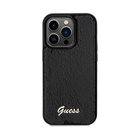Guess Sequin Script Metal - Etui iPhone 14 Pro (czarny) Guess Sequin Script Metal - Etui iPhone 14 Pro (czarny)