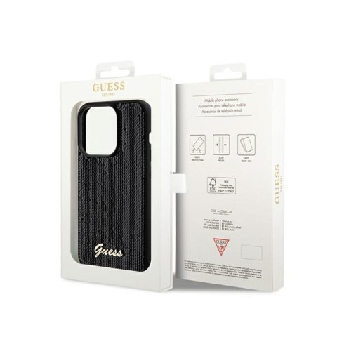 Guess Sequin Script Metal - Etui iPhone 14 Pro (czarny) Guess Sequin Script Metal - Etui iPhone 14 Pro (czarny)