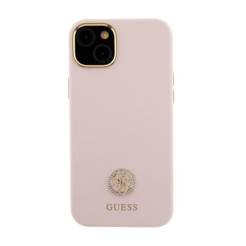 Guess Silicone Logo Strass 4G - Etui iPhone 15 (różowy) Guess Silicone Logo Strass 4G - Etui iPhone 15 (różowy)