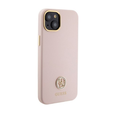 Guess Silicone Logo Strass 4G - Etui iPhone 15 (różowy) Guess Silicone Logo Strass 4G - Etui iPhone 15 (różowy)