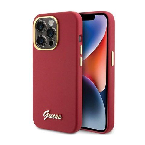 Guess Silicone Script Metal Logo & Frame - Etui iPhone 15 Pro (magenta) Guess Silicone Script Metal Logo & Frame - Etui iPhone 15 Pro (magenta)