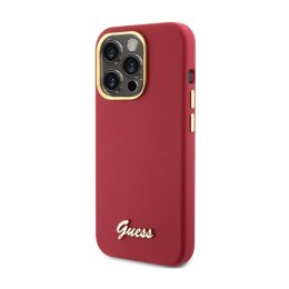 Guess Silicone Script Metal Logo & Frame - Etui iPhone 15 Pro (magenta)