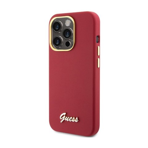 Guess Silicone Script Metal Logo & Frame - Etui iPhone 15 Pro (magenta) Guess Silicone Script Metal Logo & Frame - Etui iPhone 15 Pro (magenta)