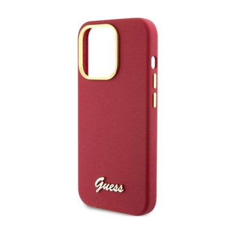 Guess Silicone Script Metal Logo & Frame - Etui iPhone 15 Pro (magenta) Guess Silicone Script Metal Logo & Frame - Etui iPhone 15 Pro (magenta)