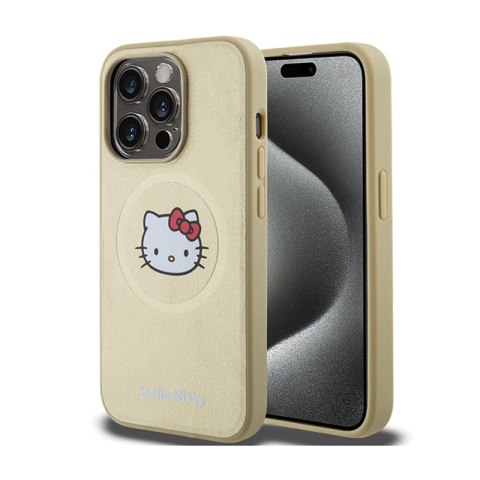 Hello Kitty Leather Kitty Head MagSafe - Etui iPhone 15 Pro (złoty) Hello Kitty Leather Kitty Head MagSafe - Etui iPhone 15 Pro (złoty)