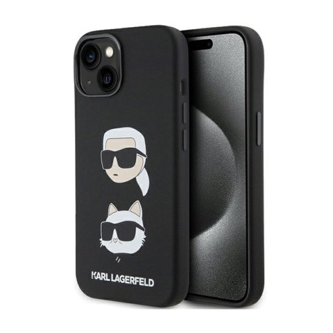 Karl Lagerfeld Silicone Karl & Choupette Heads - Etui iPhone 15 Plus (czarny) Karl Lagerfeld Silicone Karl & Choupette Heads - Etui iPhone 15 Plus (czarny)