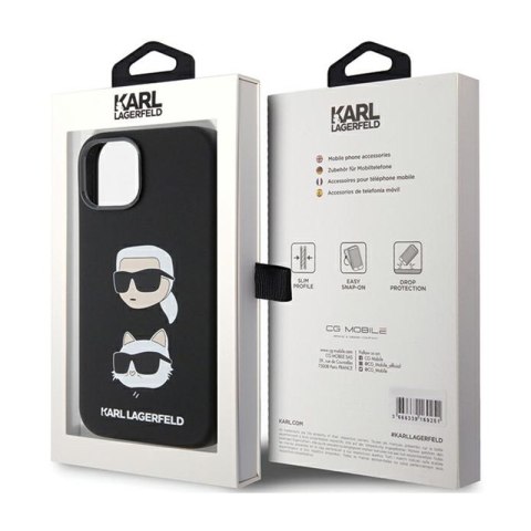 Karl Lagerfeld Silicone Karl & Choupette Heads - Etui iPhone 15 Plus (czarny) Karl Lagerfeld Silicone Karl & Choupette Heads - Etui iPhone 15 Plus (czarny)