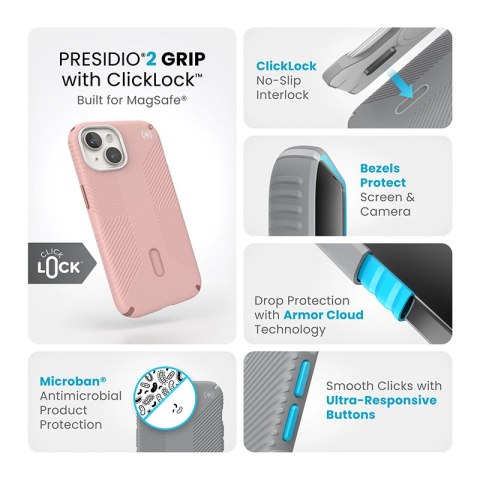 Speck Presidio2 Grip ClickLock & MagSafe - Etui iPhone 15 / iPhone 14 / iPhone 13 (Dahlia Pink / Rose Copper) Speck Presidio2 Grip ClickLock & MagSafe - Etui iPhone 15 / iPhone 14 / iPhone 13 (Dahlia Pink / Rose Copper)