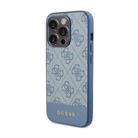 Guess 4G Bottom Stripe Metal Logo Collection - Etui iPhone 15 Pro (niebieski) Guess 4G Bottom Stripe Metal Logo Collection - Etui iPhone 15 Pro (niebieski)