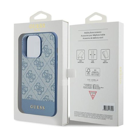 Guess 4G Bottom Stripe Metal Logo Collection - Etui iPhone 15 Pro (niebieski) Guess 4G Bottom Stripe Metal Logo Collection - Etui iPhone 15 Pro (niebieski)