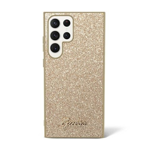 Guess Glitter Flakes Metal Logo Case - Etui Samsung Galaxy S24 Ultra (złoty) Guess Glitter Flakes Metal Logo Case - Etui Samsung Galaxy S24 Ultra (złoty)