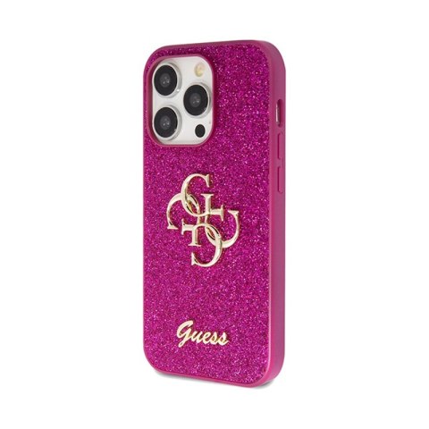 Guess Glitter Script Big 4G - Etui iPhone 15 Pro Max (fioletowy) Guess Glitter Script Big 4G - Etui iPhone 15 Pro Max (fioletowy)