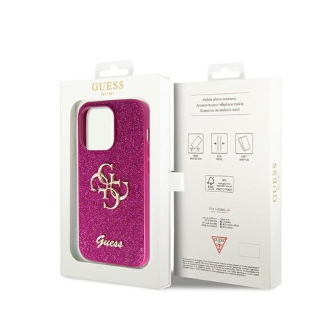 Guess Glitter Script Big 4G - Etui iPhone 15 Pro Max (fioletowy) Guess Glitter Script Big 4G - Etui iPhone 15 Pro Max (fioletowy)