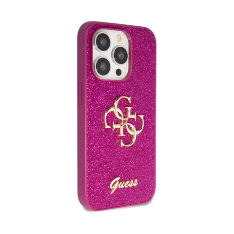 Guess Glitter Script Big 4G - Etui iPhone 15 Pro (fioletowy) Guess Glitter Script Big 4G - Etui iPhone 15 Pro (fioletowy)