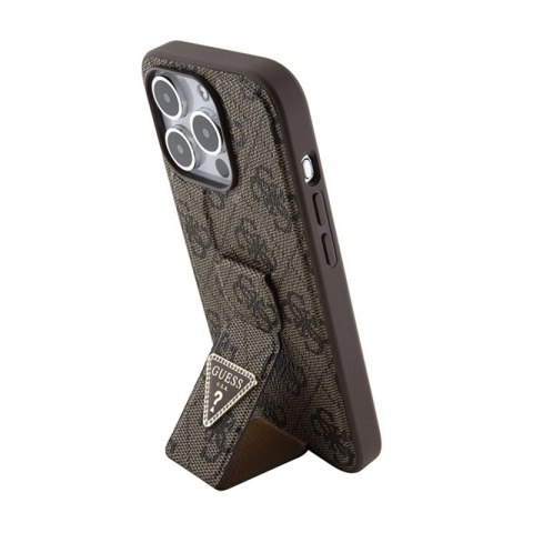 Guess Grip Stand 4G Triangle Strass Logo - Etui iPhone 15 Pro (brązowy) Guess Grip Stand 4G Triangle Strass Logo - Etui iPhone 15 Pro (brązowy)