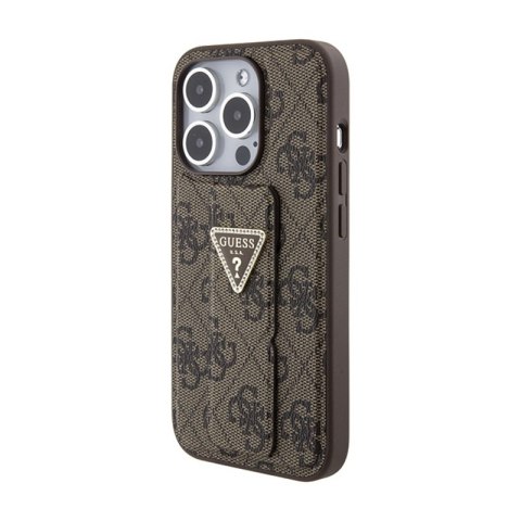 Guess Grip Stand 4G Triangle Strass Logo - Etui iPhone 15 Pro (brązowy) Guess Grip Stand 4G Triangle Strass Logo - Etui iPhone 15 Pro (brązowy)
