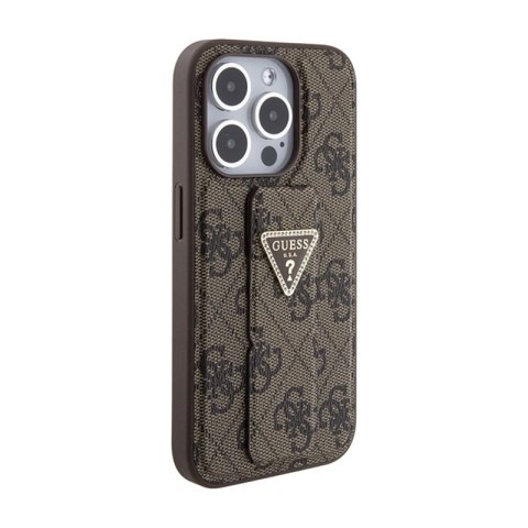 Guess Grip Stand 4G Triangle Strass Logo - Etui iPhone 15 Pro (brązowy) Guess Grip Stand 4G Triangle Strass Logo - Etui iPhone 15 Pro (brązowy)