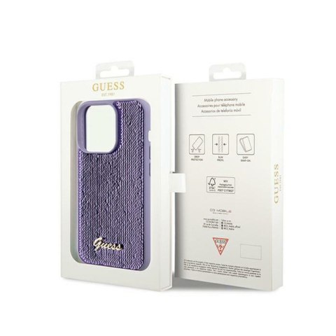 Guess Sequin Script Metal - Etui iPhone 14 Pro (fioletowy) Guess Sequin Script Metal - Etui iPhone 14 Pro (fioletowy)