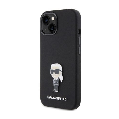 Karl Lagerfeld Silicone Ikonik Metal Pin - Etui iPhone 15 Plus (czarny) Karl Lagerfeld Silicone Ikonik Metal Pin - Etui iPhone 15 Plus (czarny)