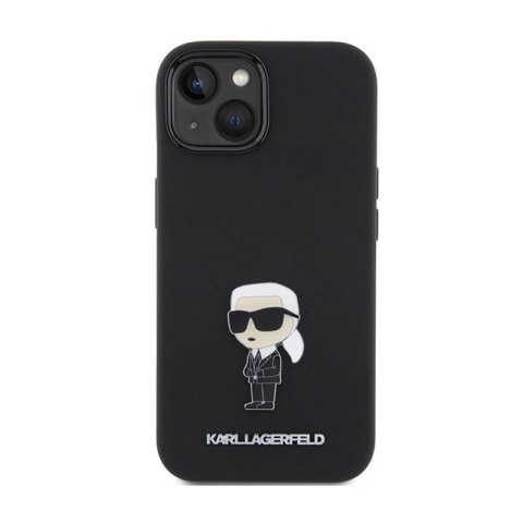 Karl Lagerfeld Silicone Ikonik Metal Pin - Etui iPhone 15 Plus (czarny) Karl Lagerfeld Silicone Ikonik Metal Pin - Etui iPhone 15 Plus (czarny)