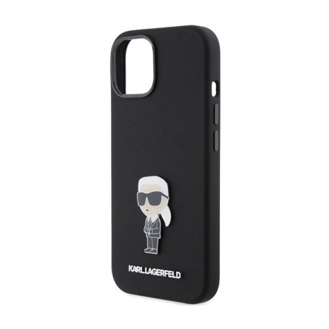 Karl Lagerfeld Silicone Ikonik Metal Pin - Etui iPhone 15 Plus (czarny) Karl Lagerfeld Silicone Ikonik Metal Pin - Etui iPhone 15 Plus (czarny)