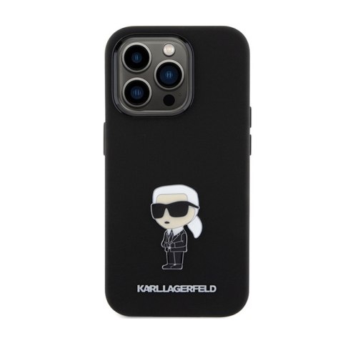Karl Lagerfeld Silicone Ikonik Metal Pin - Etui iPhone 15 Pro (czarny) Karl Lagerfeld Silicone Ikonik Metal Pin - Etui iPhone 15 Pro (czarny)