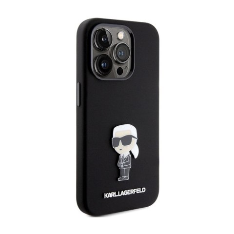 Karl Lagerfeld Silicone Ikonik Metal Pin - Etui iPhone 15 Pro (czarny) Karl Lagerfeld Silicone Ikonik Metal Pin - Etui iPhone 15 Pro (czarny)