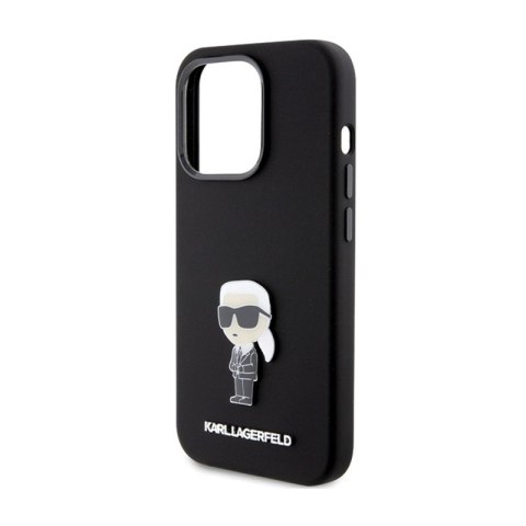 Karl Lagerfeld Silicone Ikonik Metal Pin - Etui iPhone 15 Pro (czarny) Karl Lagerfeld Silicone Ikonik Metal Pin - Etui iPhone 15 Pro (czarny)