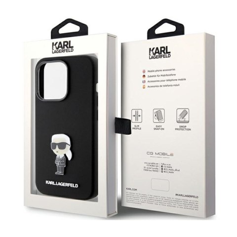 Karl Lagerfeld Silicone Ikonik Metal Pin - Etui iPhone 15 Pro (czarny) Karl Lagerfeld Silicone Ikonik Metal Pin - Etui iPhone 15 Pro (czarny)