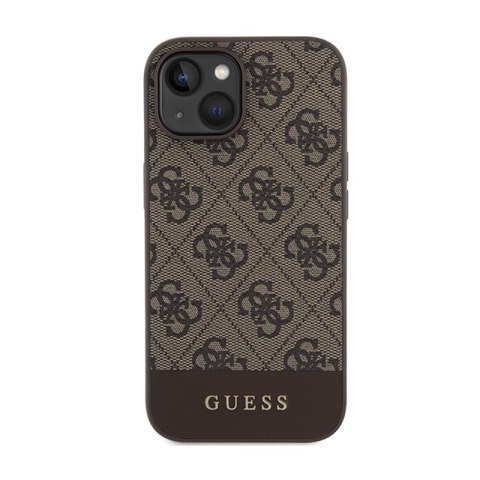 Guess 4G Bottom Stripe Metal Logo Collection - Etui iPhone 15 (brązowy) Guess 4G Bottom Stripe Metal Logo Collection - Etui iPhone 15 (brązowy)