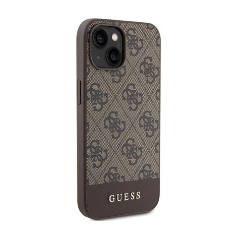Guess 4G Bottom Stripe Metal Logo Collection - Etui iPhone 15 (brązowy) Guess 4G Bottom Stripe Metal Logo Collection - Etui iPhone 15 (brązowy)