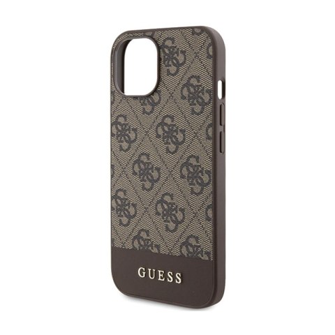 Guess 4G Bottom Stripe Metal Logo Collection - Etui iPhone 15 (brązowy) Guess 4G Bottom Stripe Metal Logo Collection - Etui iPhone 15 (brązowy)