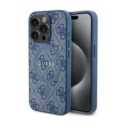 Guess 4G Collection Leather Metal Logo MagSafe - Etui iPhone 14 Pro Max (niebieski) Guess 4G Collection Leather Metal Logo MagSafe - Etui iPhone 14 Pro Max (niebieski)