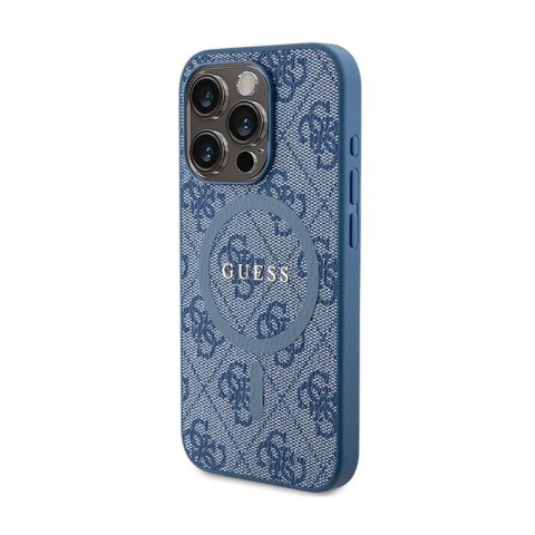 Guess 4G Collection Leather Metal Logo MagSafe - Etui iPhone 14 Pro Max (niebieski) Guess 4G Collection Leather Metal Logo MagSafe - Etui iPhone 14 Pro Max (niebieski)