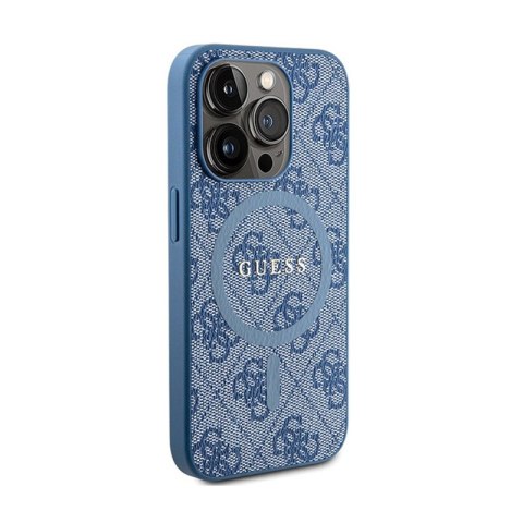 Guess 4G Collection Leather Metal Logo MagSafe - Etui iPhone 14 Pro Max (niebieski) Guess 4G Collection Leather Metal Logo MagSafe - Etui iPhone 14 Pro Max (niebieski)