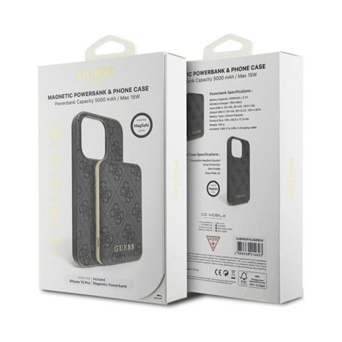 Guess Bundle Pack MagSafe 4G Metal Gold Logo - Zestaw etui + Power Bank 5000mAh MagSafe iPhone 15 Pro (czarny) Guess Bundle Pack MagSafe 4G Metal Gold Logo - Zestaw etui + Power Bank 5000mAh MagSafe iPhone 15 Pro (czarny)