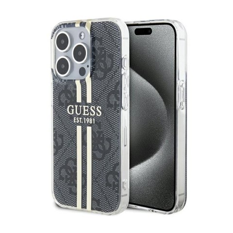 Guess IML 4G Gold Stripe - Etui iPhone 15 Pro (czarny) Guess IML 4G Gold Stripe - Etui iPhone 15 Pro (czarny)
