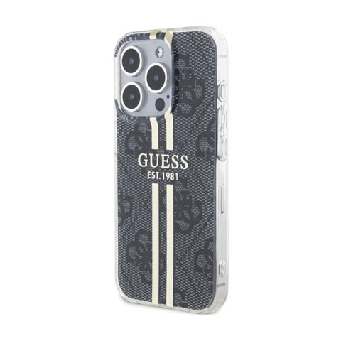 Guess IML 4G Gold Stripe - Etui iPhone 15 Pro (czarny) Guess IML 4G Gold Stripe - Etui iPhone 15 Pro (czarny)