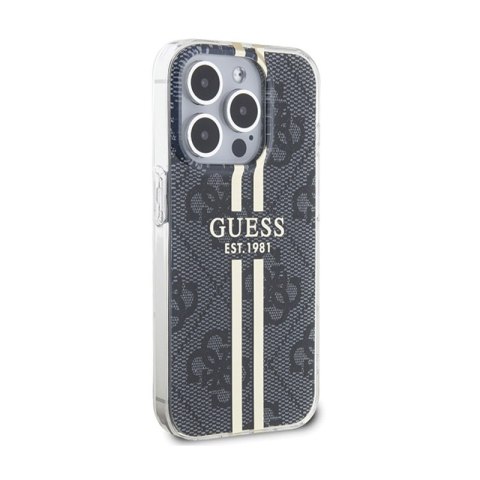 Guess IML 4G Gold Stripe - Etui iPhone 15 Pro (czarny) Guess IML 4G Gold Stripe - Etui iPhone 15 Pro (czarny)