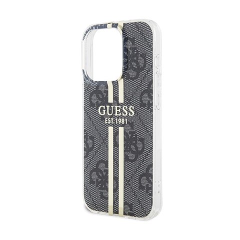 Guess IML 4G Gold Stripe - Etui iPhone 15 Pro (czarny) Guess IML 4G Gold Stripe - Etui iPhone 15 Pro (czarny)