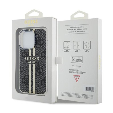 Guess IML 4G Gold Stripe - Etui iPhone 15 Pro (czarny) Guess IML 4G Gold Stripe - Etui iPhone 15 Pro (czarny)