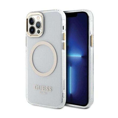 Guess Metal Outline MagSafe - Etui iPhone 12 / iPhone 12 Pro (przezroczysty / złoty) Guess Metal Outline MagSafe - Etui iPhone 12 / iPhone 12 Pro (przezroczysty / złoty)