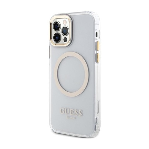 Guess Metal Outline MagSafe - Etui iPhone 12 / iPhone 12 Pro (przezroczysty / złoty) Guess Metal Outline MagSafe - Etui iPhone 12 / iPhone 12 Pro (przezroczysty / złoty)