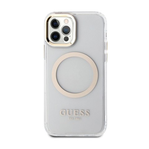 Guess Metal Outline MagSafe - Etui iPhone 12 / iPhone 12 Pro (przezroczysty / złoty) Guess Metal Outline MagSafe - Etui iPhone 12 / iPhone 12 Pro (przezroczysty / złoty)