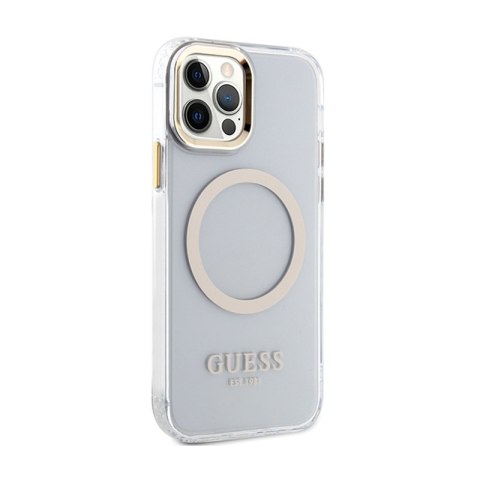 Guess Metal Outline MagSafe - Etui iPhone 12 / iPhone 12 Pro (przezroczysty / złoty) Guess Metal Outline MagSafe - Etui iPhone 12 / iPhone 12 Pro (przezroczysty / złoty)